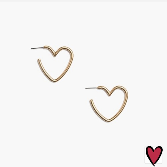 J. Crew Antique Gold Heart Hoop Earrings - Picture 4 of 4